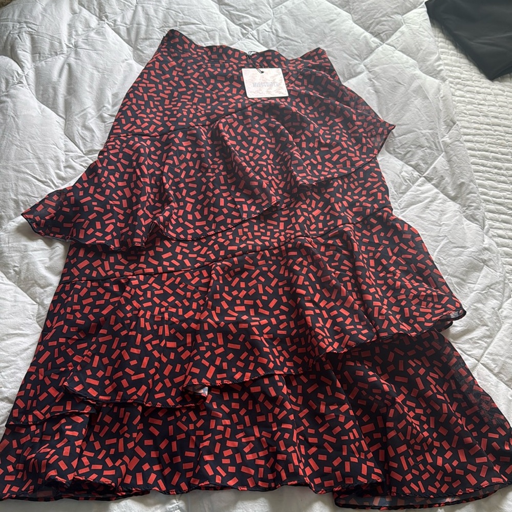 Missguided Layered Midi Skirt Navy & Red Print | NWT | US 2